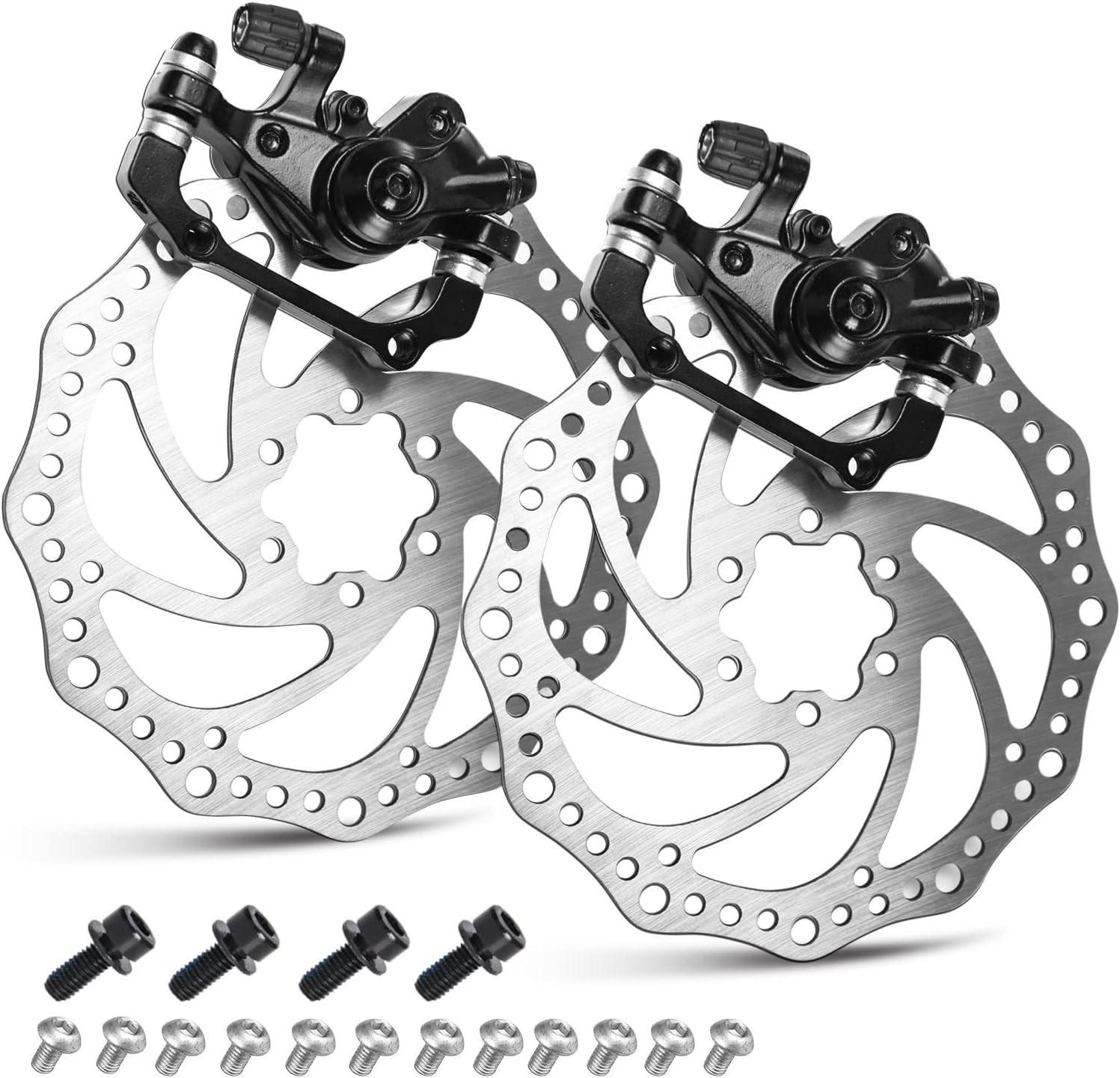 Mechanical Disc Brake Set, Front Rear, 2 Rotor 160mm, Post Mount, Aluminum Alloy
