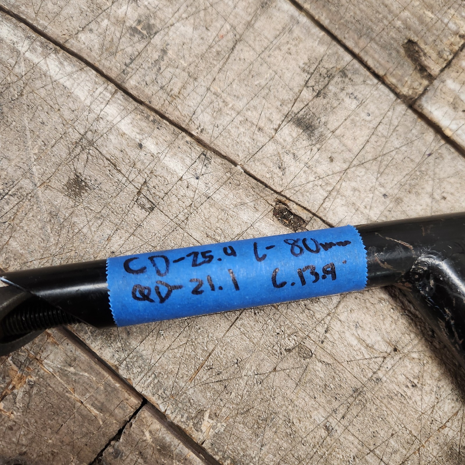 1990s Black Steel Bicycle Quill Stem 21.1mm Quill 25.4mm Clamp 80mm Reach