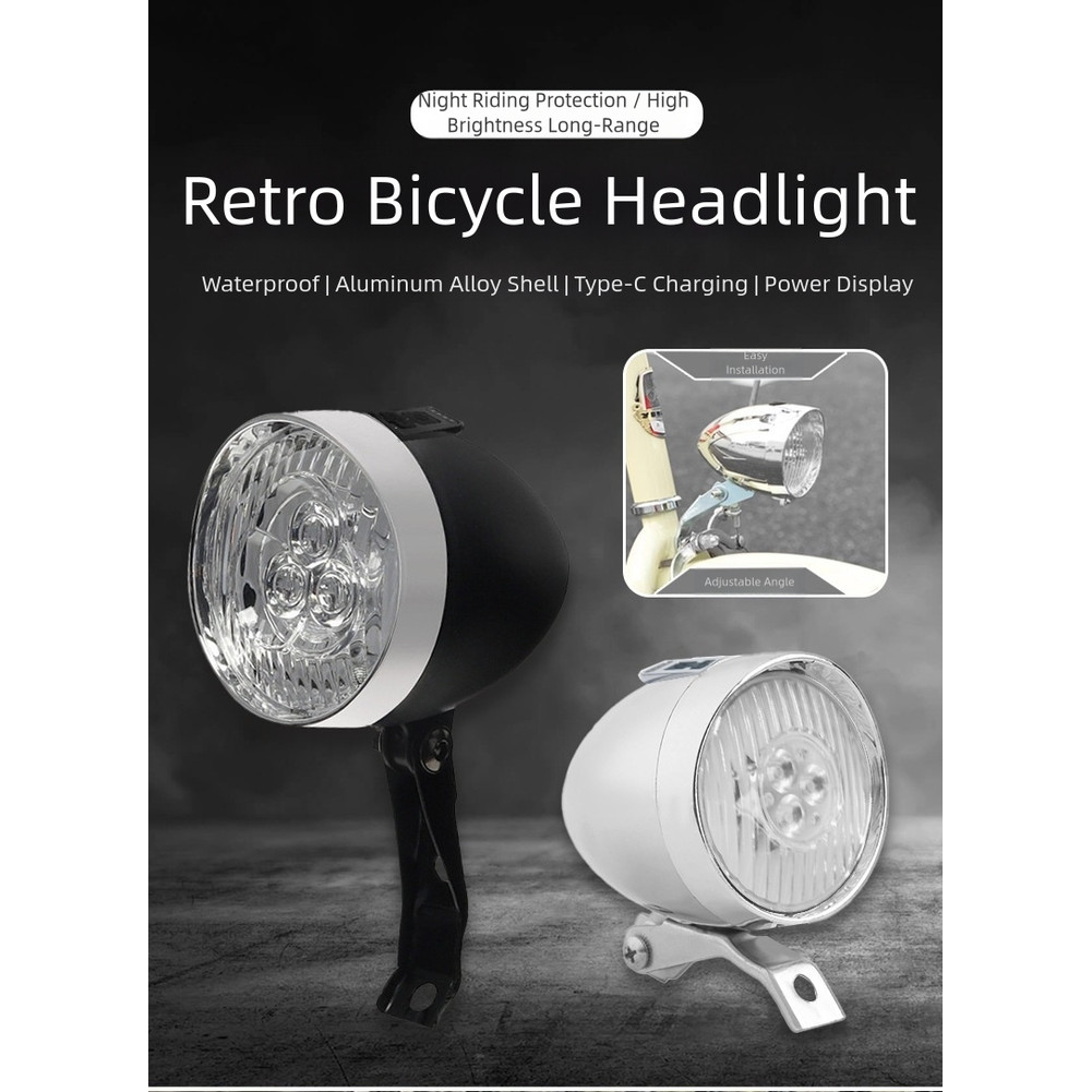 Waterproof USB Bicycle Headlight 3 LED Front Light with Adjustable Bracket