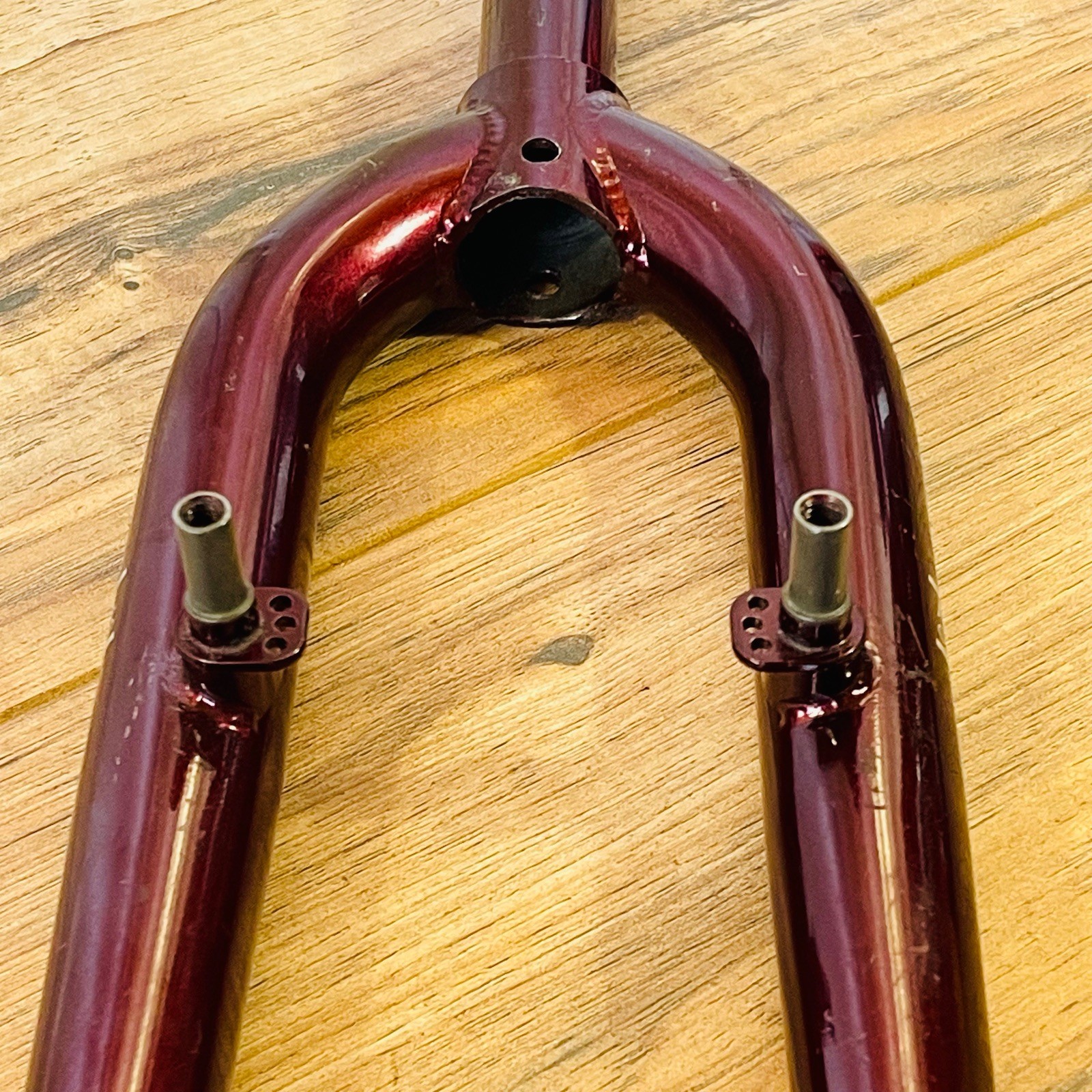 1-inch Threadless MTB Rigid Fork 175mm Steerer Burgundy All CRMO Steel