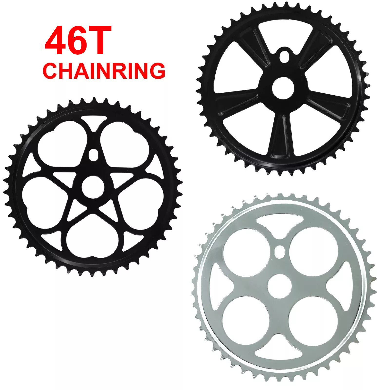 Bicycle Sprocket Chainring 46T 1/2″x1/8″ Chain Wheels Single Speed Bike Black