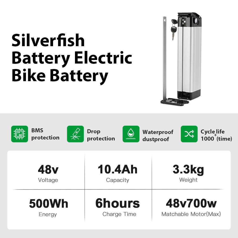 48V 10.4Ah Silverfish Battery Phylion XH370-10J Ebike Lithium Battery for E-bike