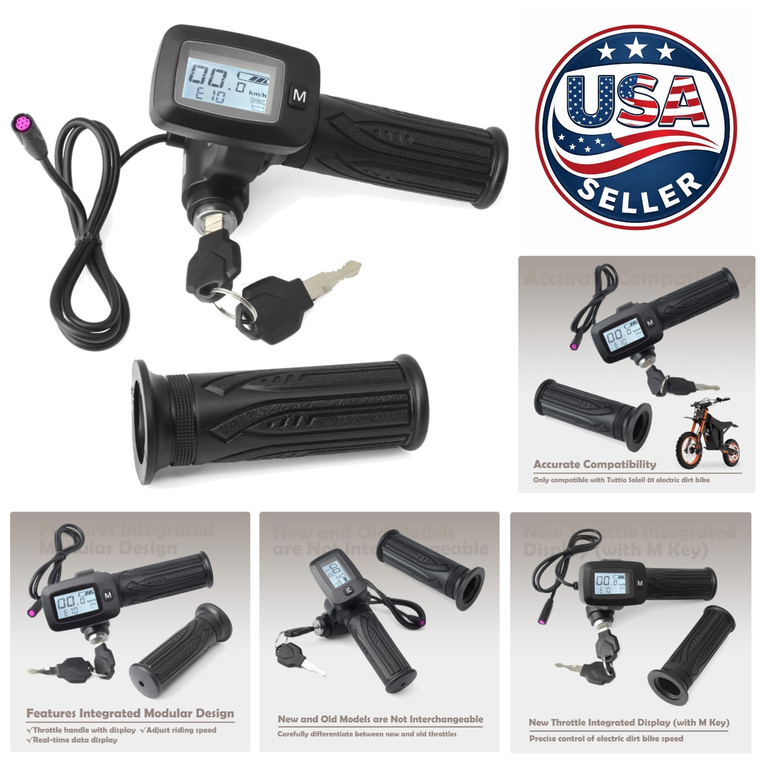 Quick Install 48V Throttle Replacement with M Key for Tuttio Soleil 01 Bikes