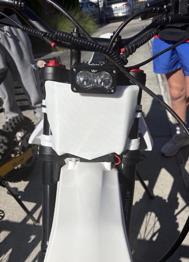 3D Printed Motocutz Style E-bike Front Number Plate (White)