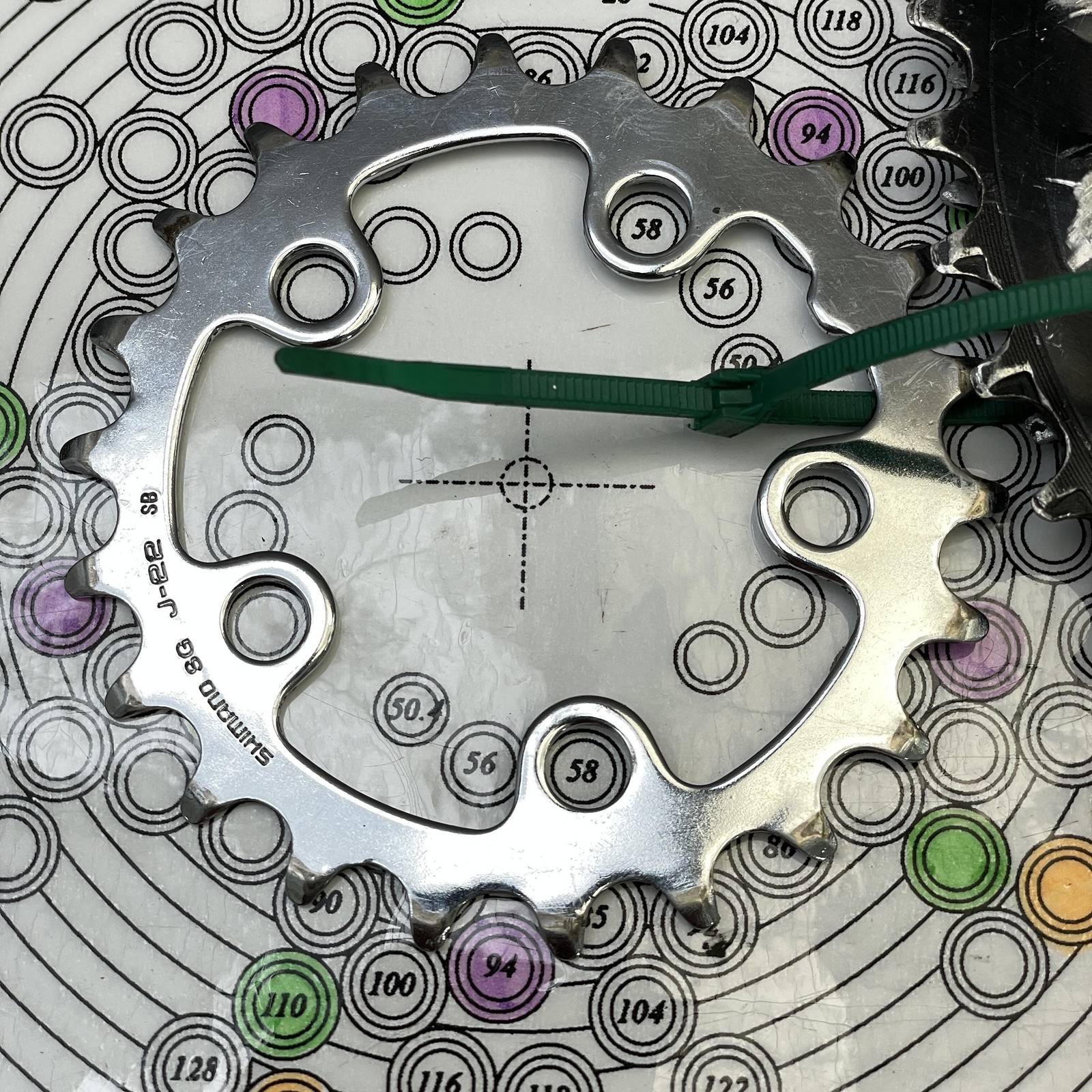 Vintage Shimano 42/32/22T Chainring Set 94/58 BCD 5-Arm Triple MTB Hyperdrive-C