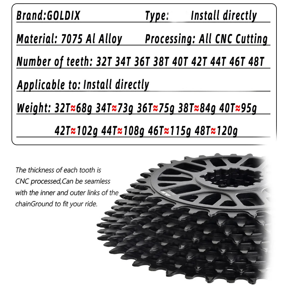 Ultralight CNC Direct Mount Chainring 32T-48T 3 Bolt MTB Road Bike Gear