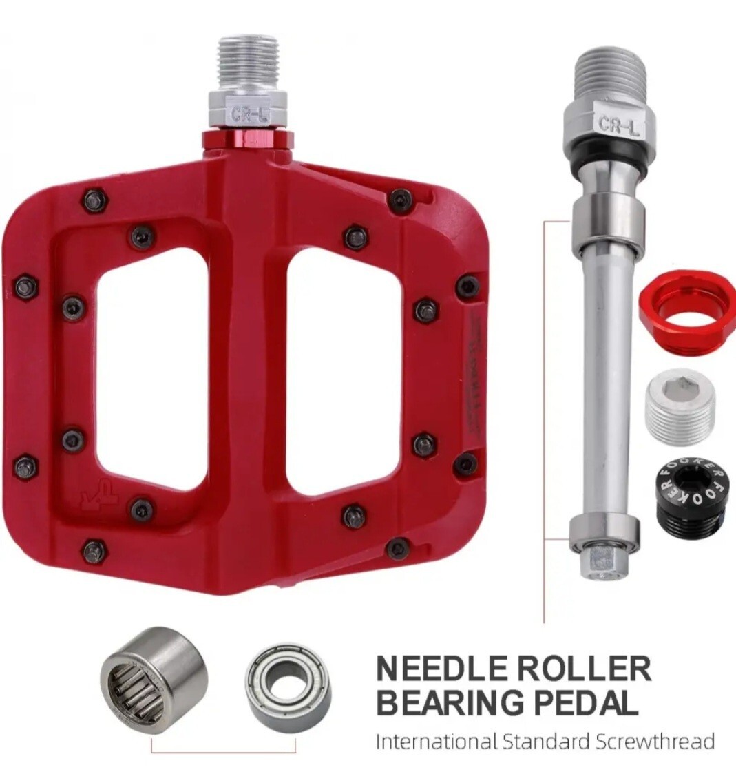 FOOKER MTB Pedals Mountain Bike 3 Bearing red needle roller bearing