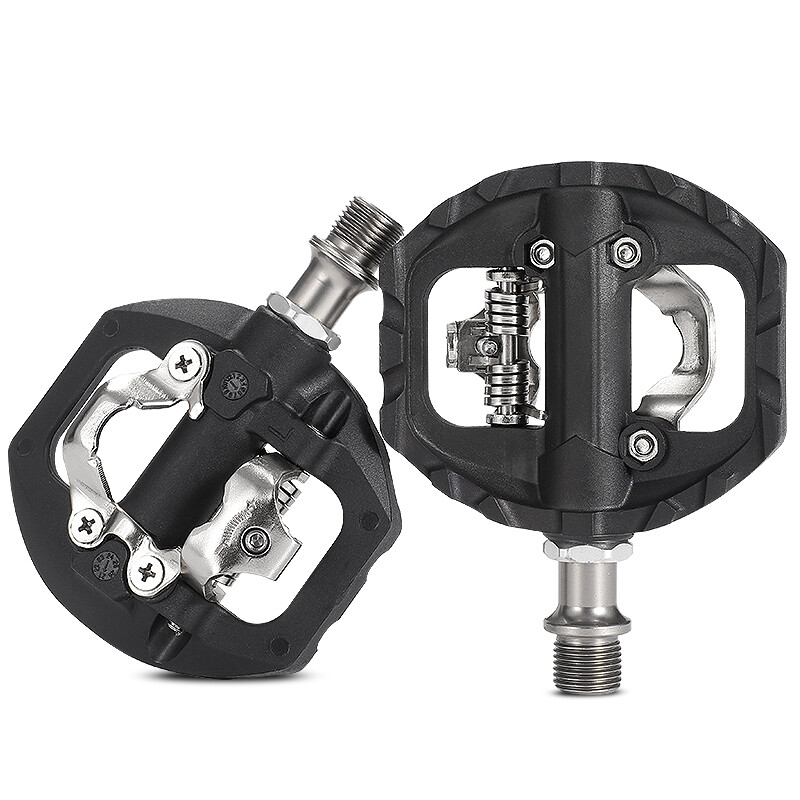 1 Pair Mountain Bike Pedals MTB Dual Platform SPD Clipless Pedals with Cleats
