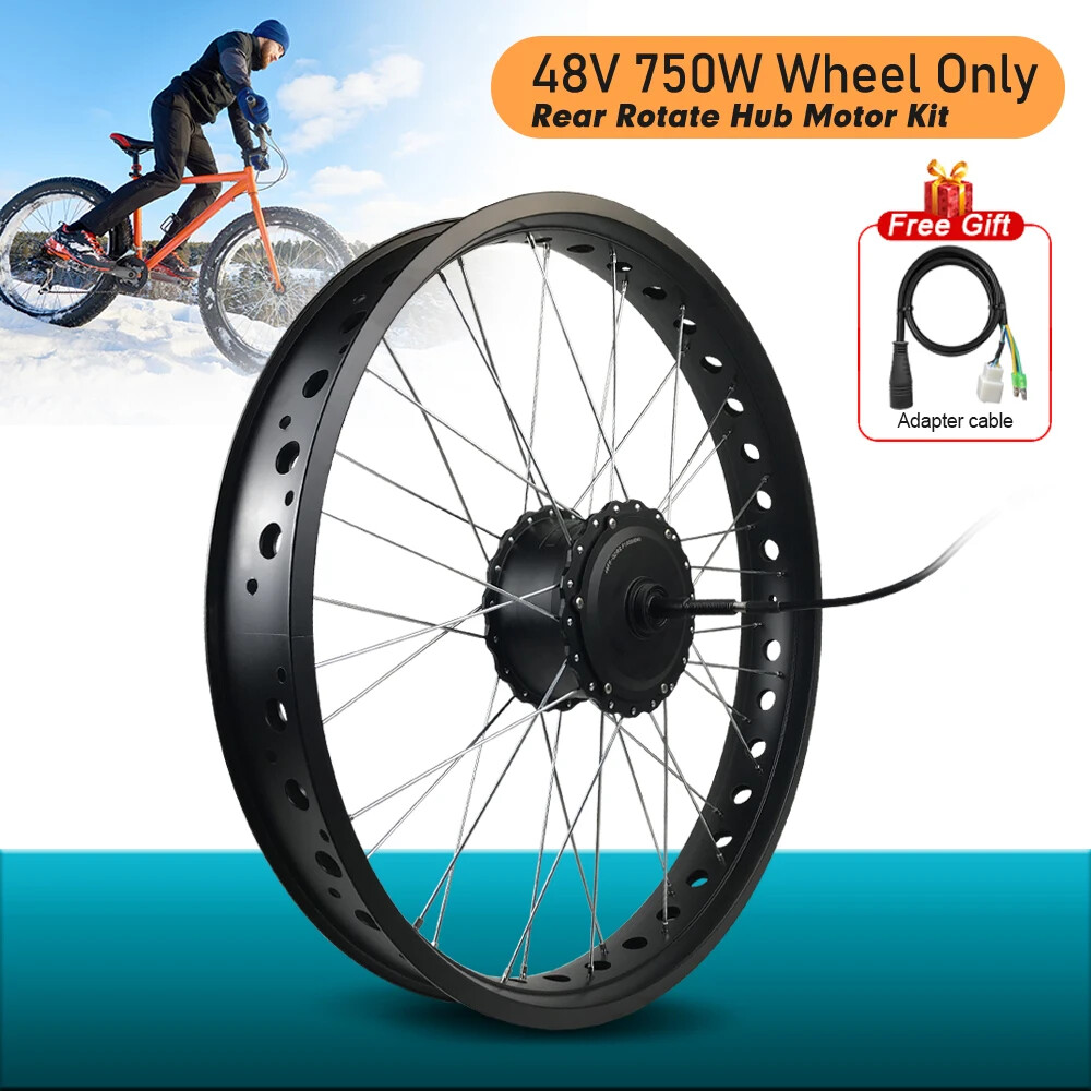 48V 750W Snow E-bike Conversion Kit 20 24 26inch Rear Rotate Wheel Hub Motor
