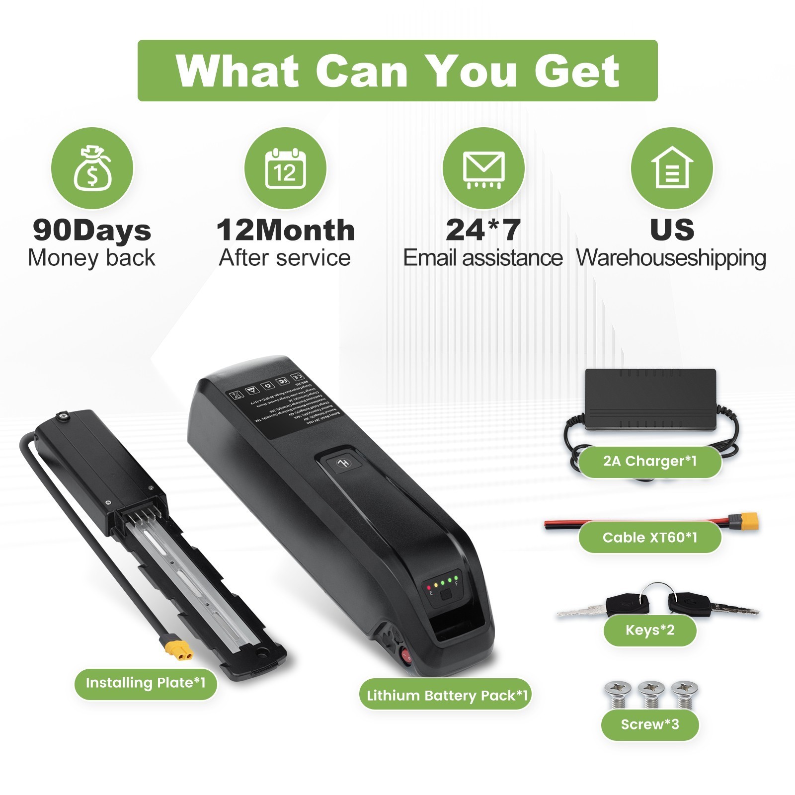 36V Lithium Li-ion Ebike Battery 36V 10Ah 15Ah 20Ah For 200W-1500W Electric Bike