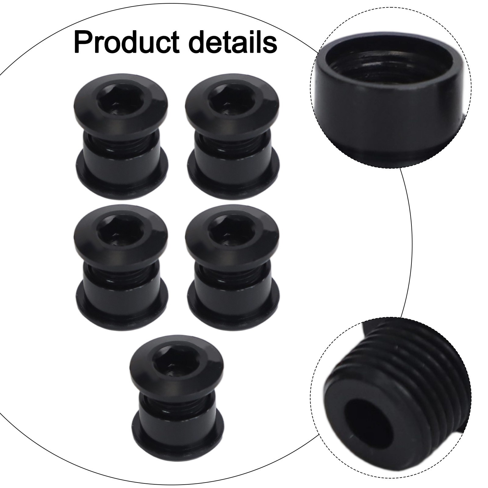 Pack of 5 Lightweight Chainring Bolts Using Strong 7075 Aluminum Alloy Material
