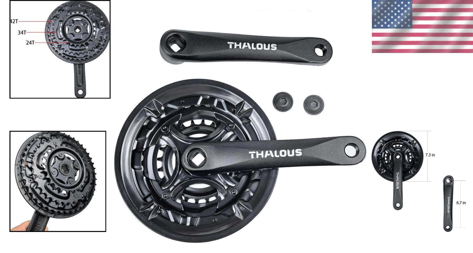 Universal Bicycle Crankset 6/7/8 Speed 42/34/24T – Lightweight Aluminum 170MM