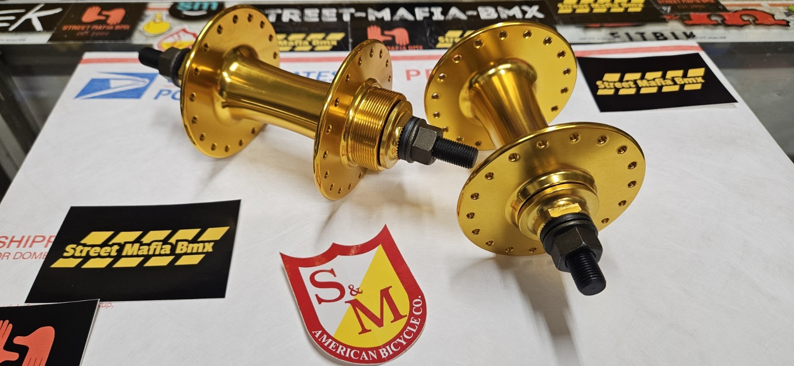 S&M GOLD BMX BIKE HUBS 3/8″ Sealed Bearing HI FLANGE Old School Flip Flop Style!