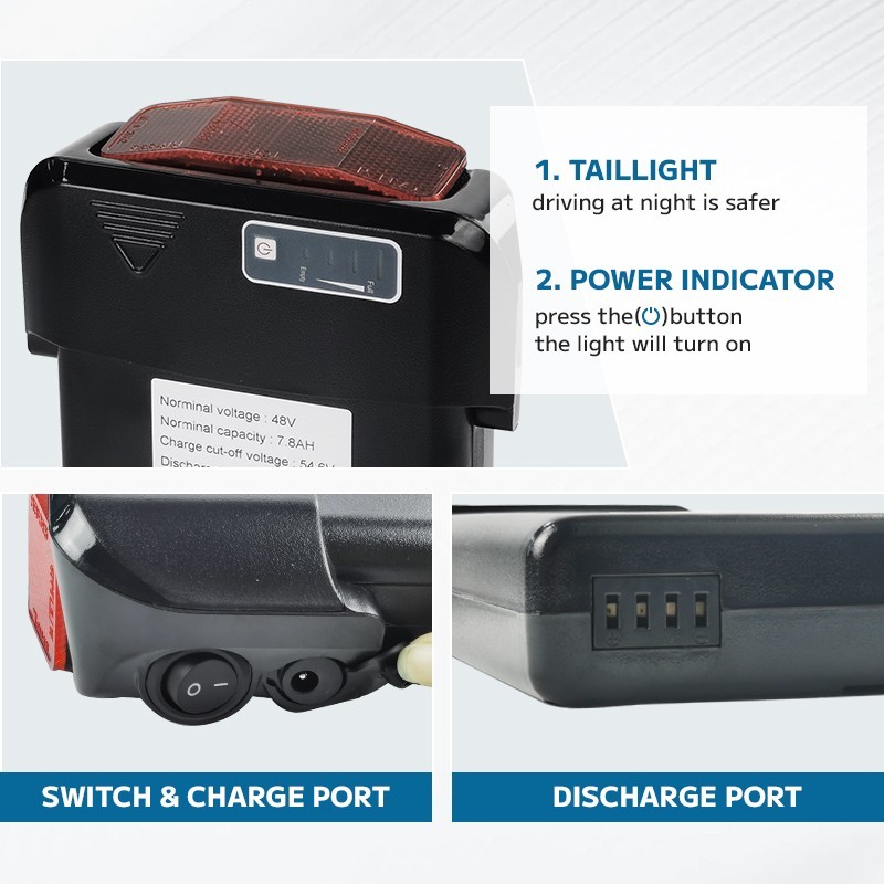 48v 10.5ah Rear rack battery Pack for Evelo Compass Adult electric bicycle