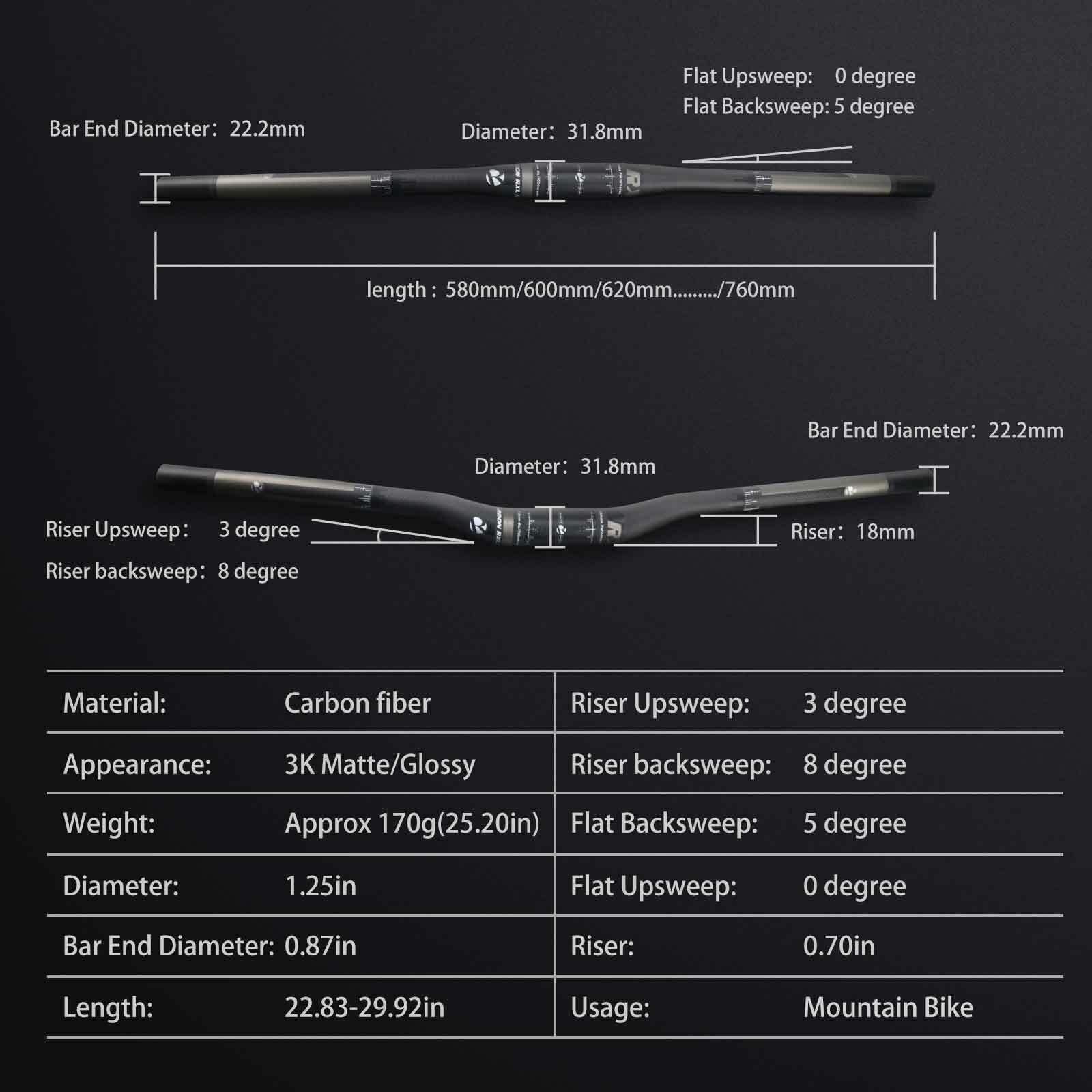 Mountain Bike MTB Handlebar 31.8 Flat Riser Bars for MTB Bicycles Carbon Fiber