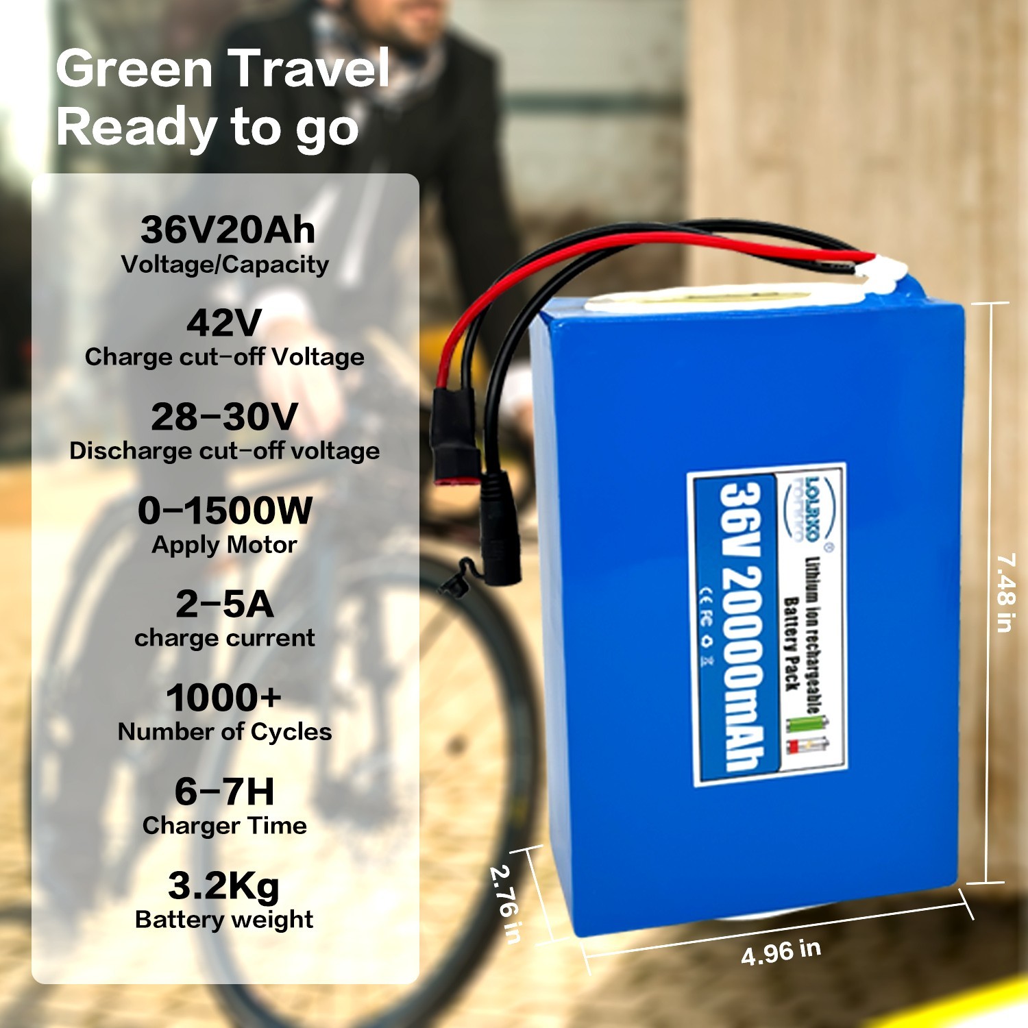 36V 20AH Battery for 200W-1000W Ebike Electric Bicycle Bike Scooter 30A BMS
