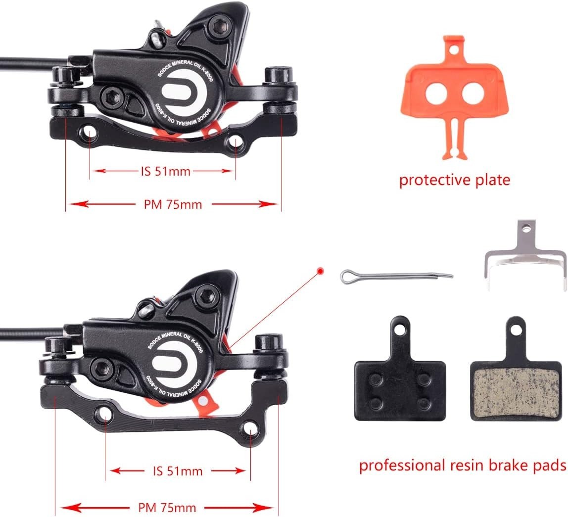 Hydraulic Disc Brake Set for Mountain Bike Left Front 1000mm Right Rear 1700mm