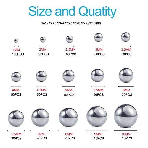690 Piece Metric Precision 304 Stainless Steel Ball Bearing Assortment Kit – 1-1