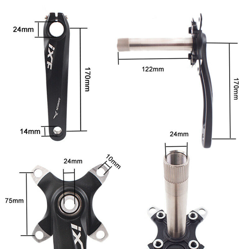 Bike Triple Chainset Crank 104BCD 24/32/44t 3X10S Round Chainring Bottom Bracket