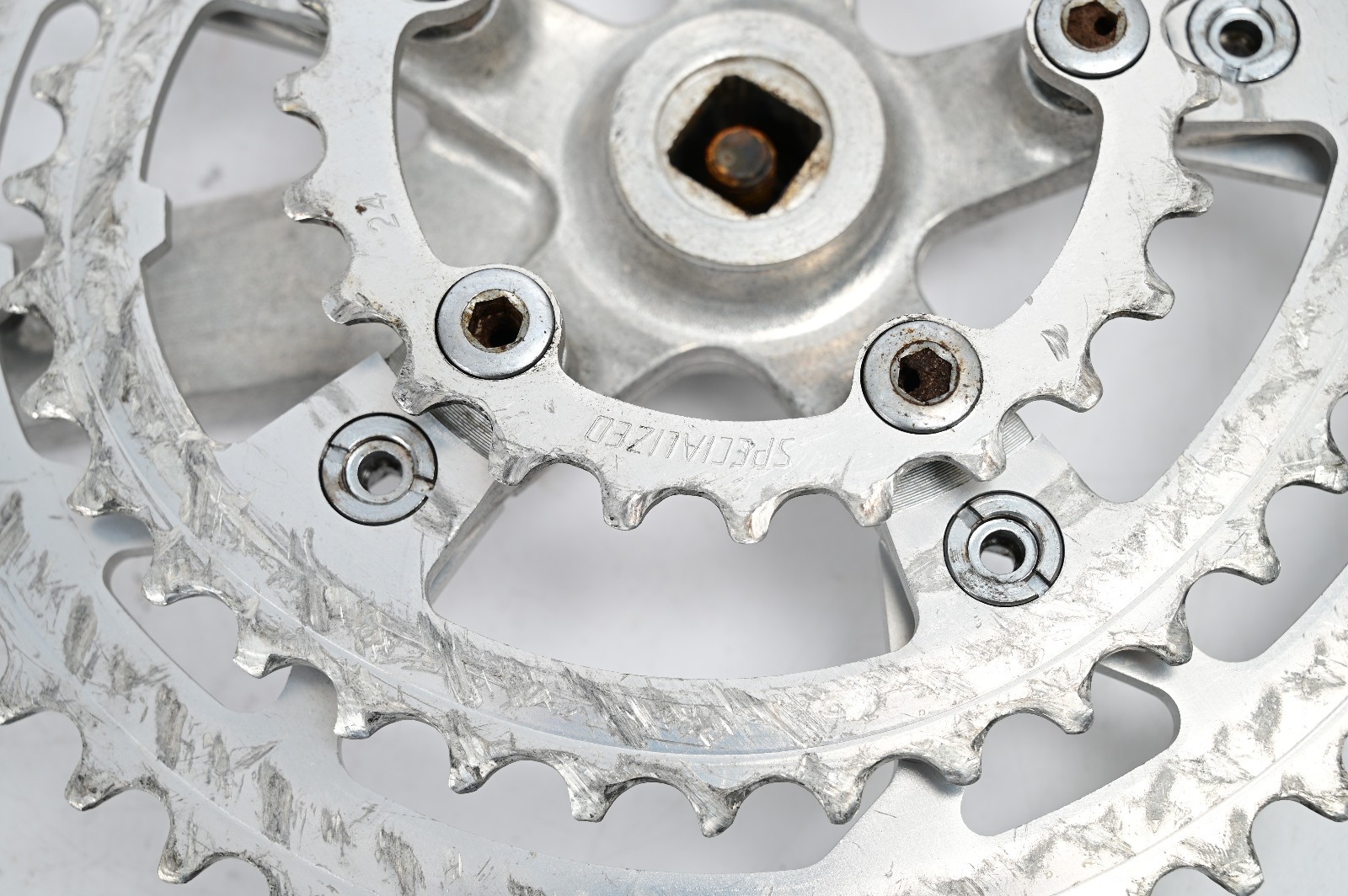 Vintage Shimano FC-B124 Silver 175mm 48/38/24t MTB Bike Biopace Triple Crankset