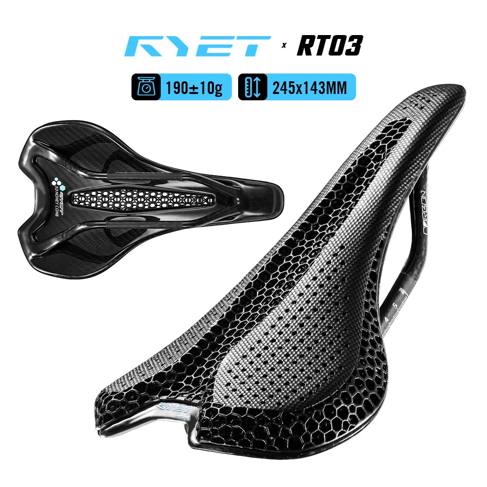 3D Printed Bike Road MTB Saddle Ultralight Full Carbon Fiber Rails Hollow Relief