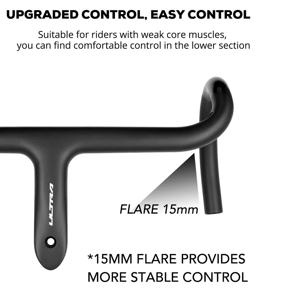 Road Bicycle Carbon Internal Cable Integrated Drop Bar 360-380mm with Mount