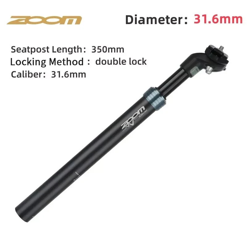ZOOM Bicycle Suspension Seat Post 27.2/28.6/30.0/30.4/30.8/31.6/33.9*350MM MTB S