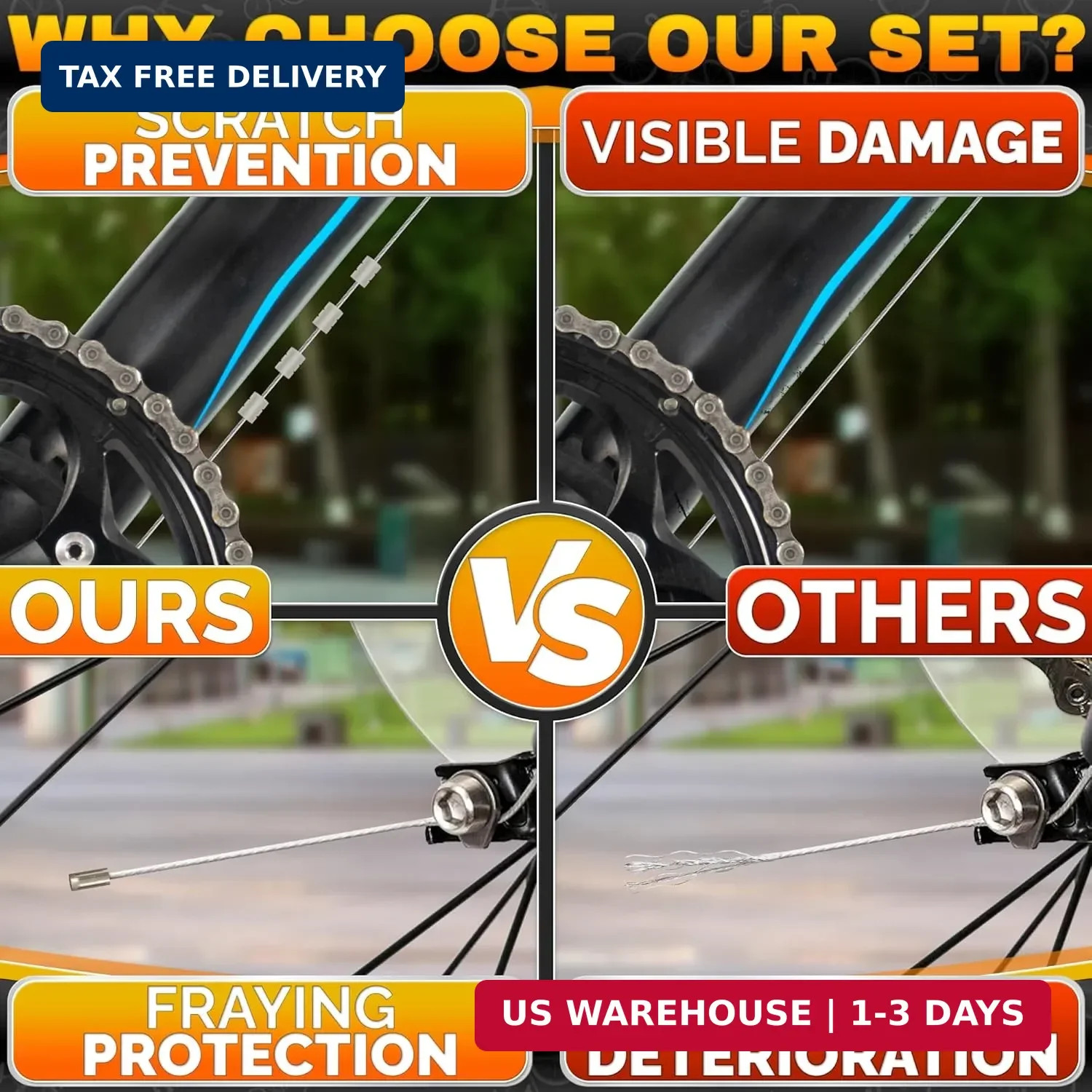 8 Pcs Bike Brake Cable Kit with Bike Shifter Cable – Stainless Steel Wire Set, C