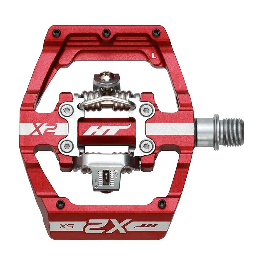 HT Components, X2-SX, BMX-SX, Pedals, Aluminum, Spindle: Cr-Mo, 9/16», Red