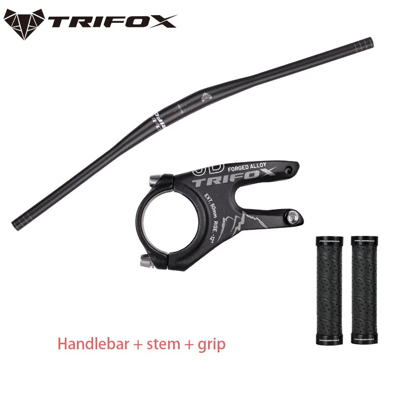 Mountain Bike Handlebar with Stem 760mm MTB Bicycle Alloy Riser Flats Handlebar