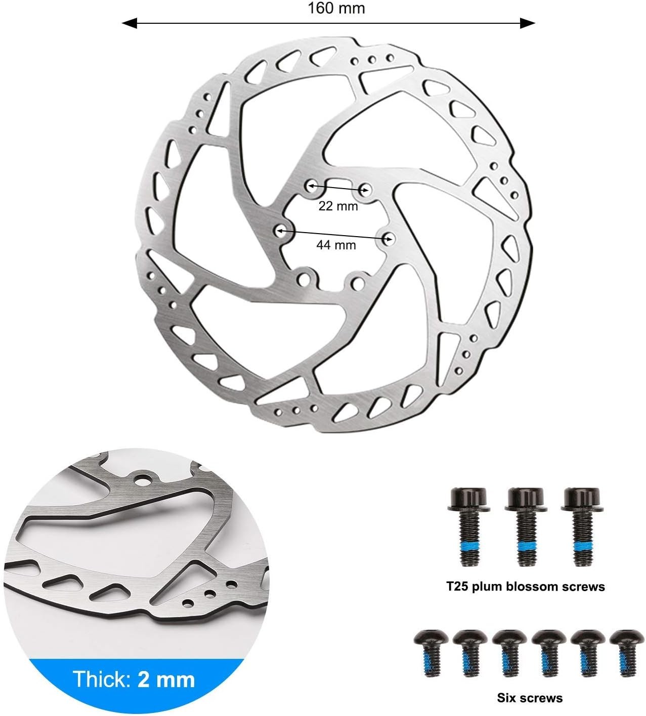 RUJOI Bike Disc Brake Kit, Aluminum Front and Rear Caliper, 160mm White