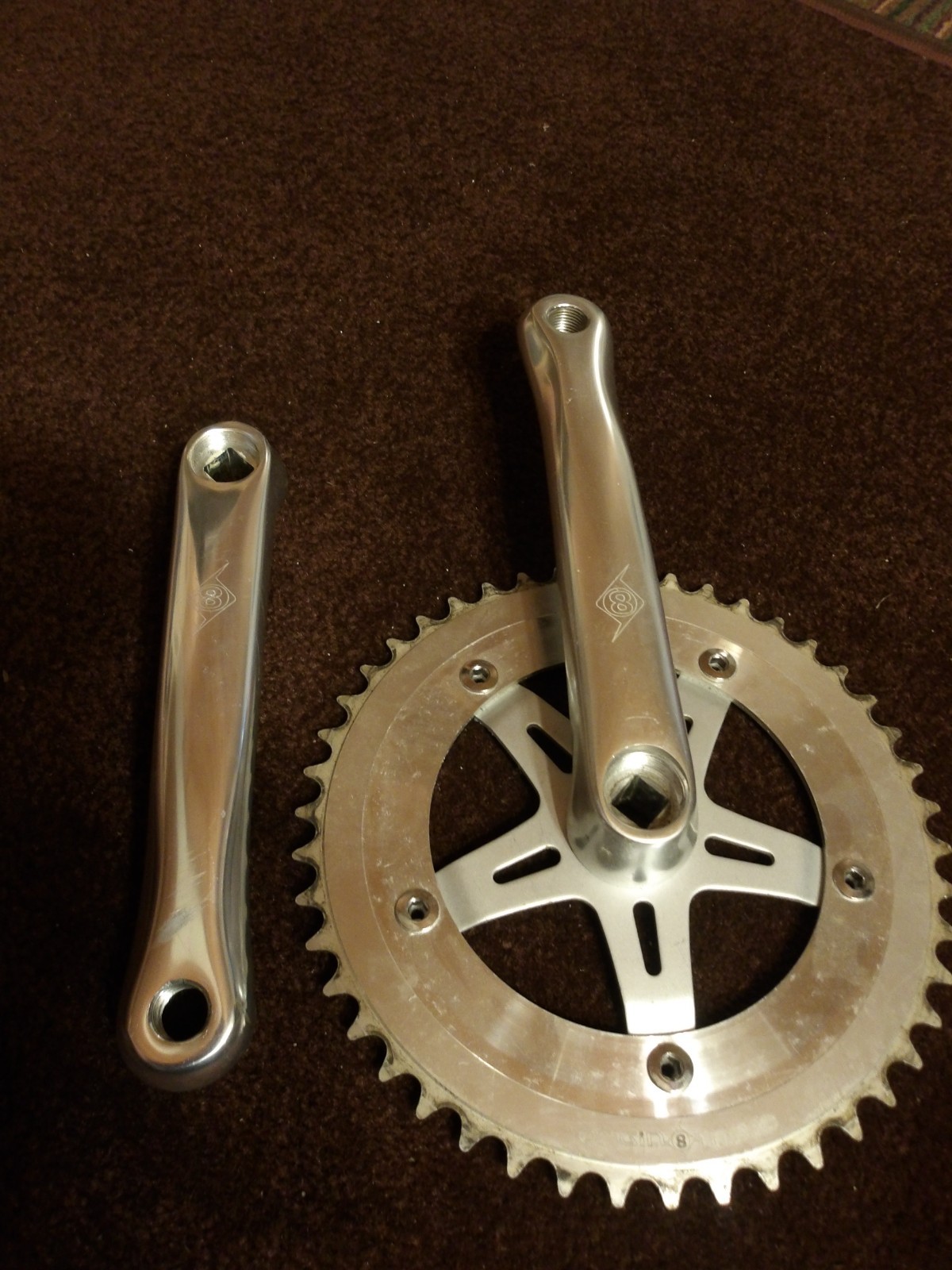 Origin8 crankset 170 arms 46 tooth chainring, fits 3/32 chain, square taper