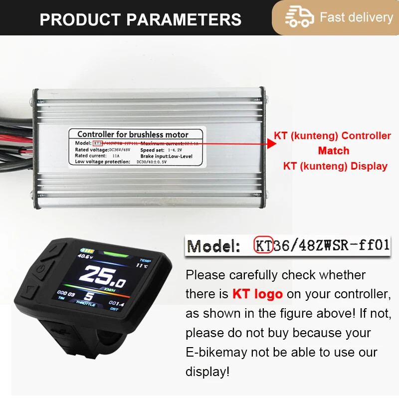 30A35A50A Electric Bike KT Squarewave Controller with LCD Display for Hub Motor