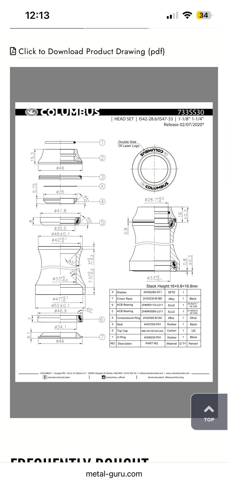 NEW Columbus 733SS30 Integrated Headset IS42/28.6 IS47/33 1-1/8”–1-1/4” Carbon