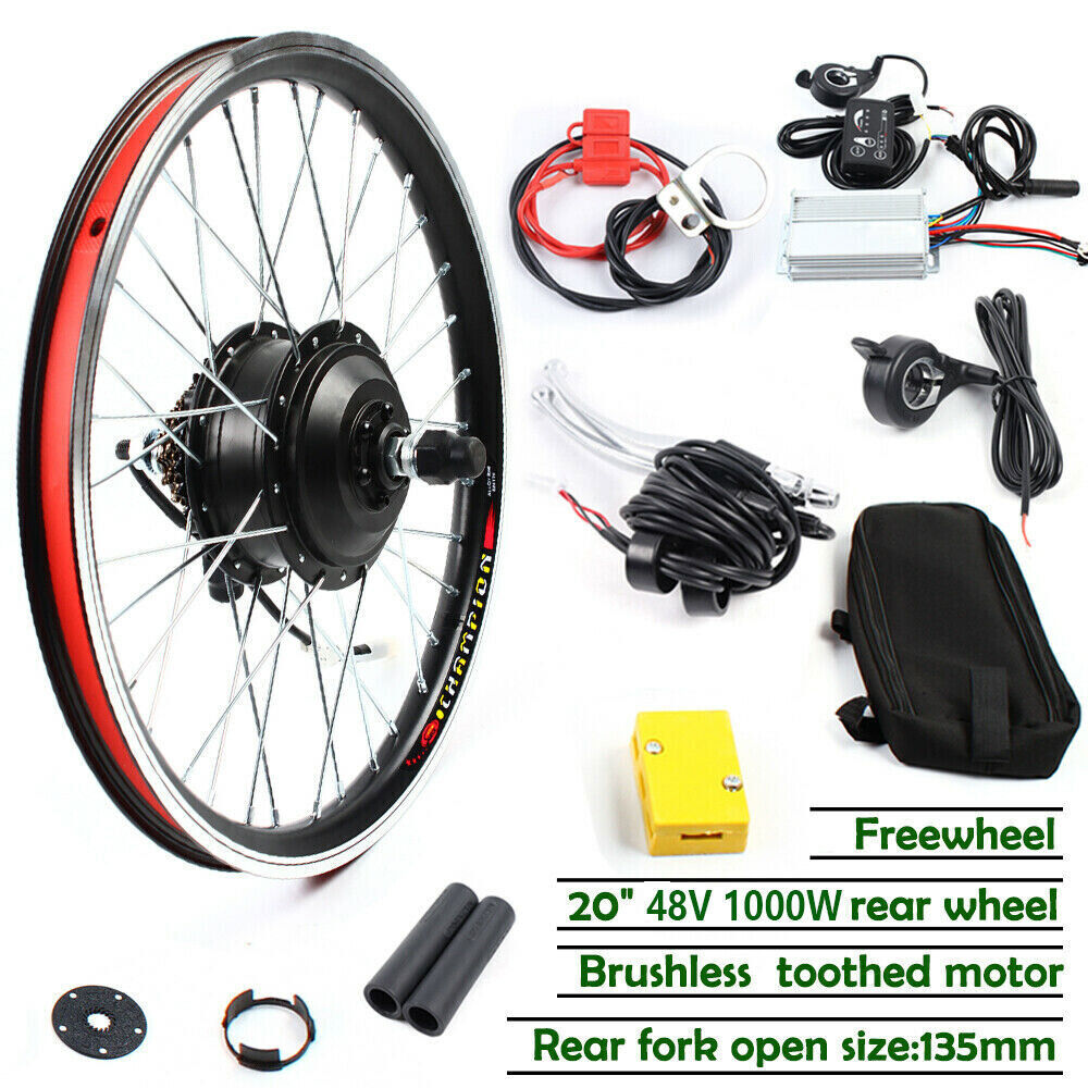 48V 1000W 20Inch E-Bike Conversion Kit Electric Bike Motor Rear Wheel Set Parts