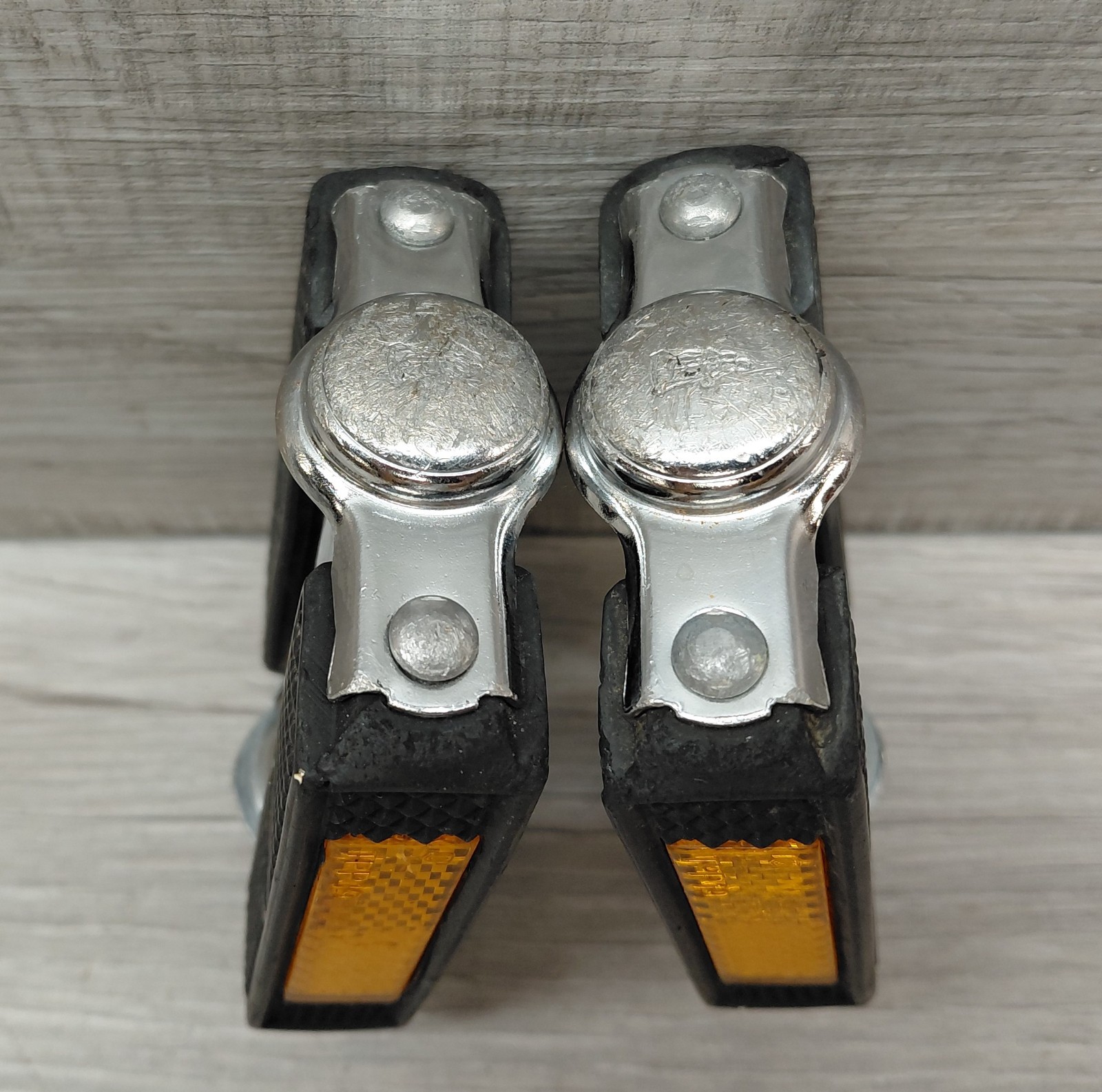 Vintage Raleigh Rubber Block Platform Pedals Black Sports 9/16″ Reflectors
