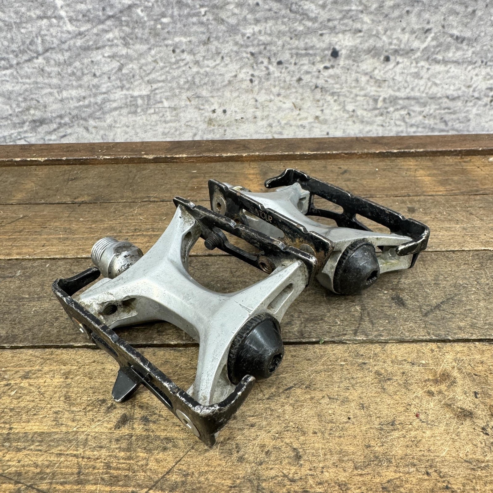 Vintage Suntour Cyclone Pedals 9/16 In Road Bike Platform Japan Silver 80s