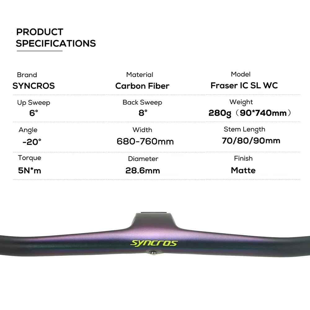 680-740mm Super Light Full Carbon MTB Bicycle Integrated Cockpit Handlebar