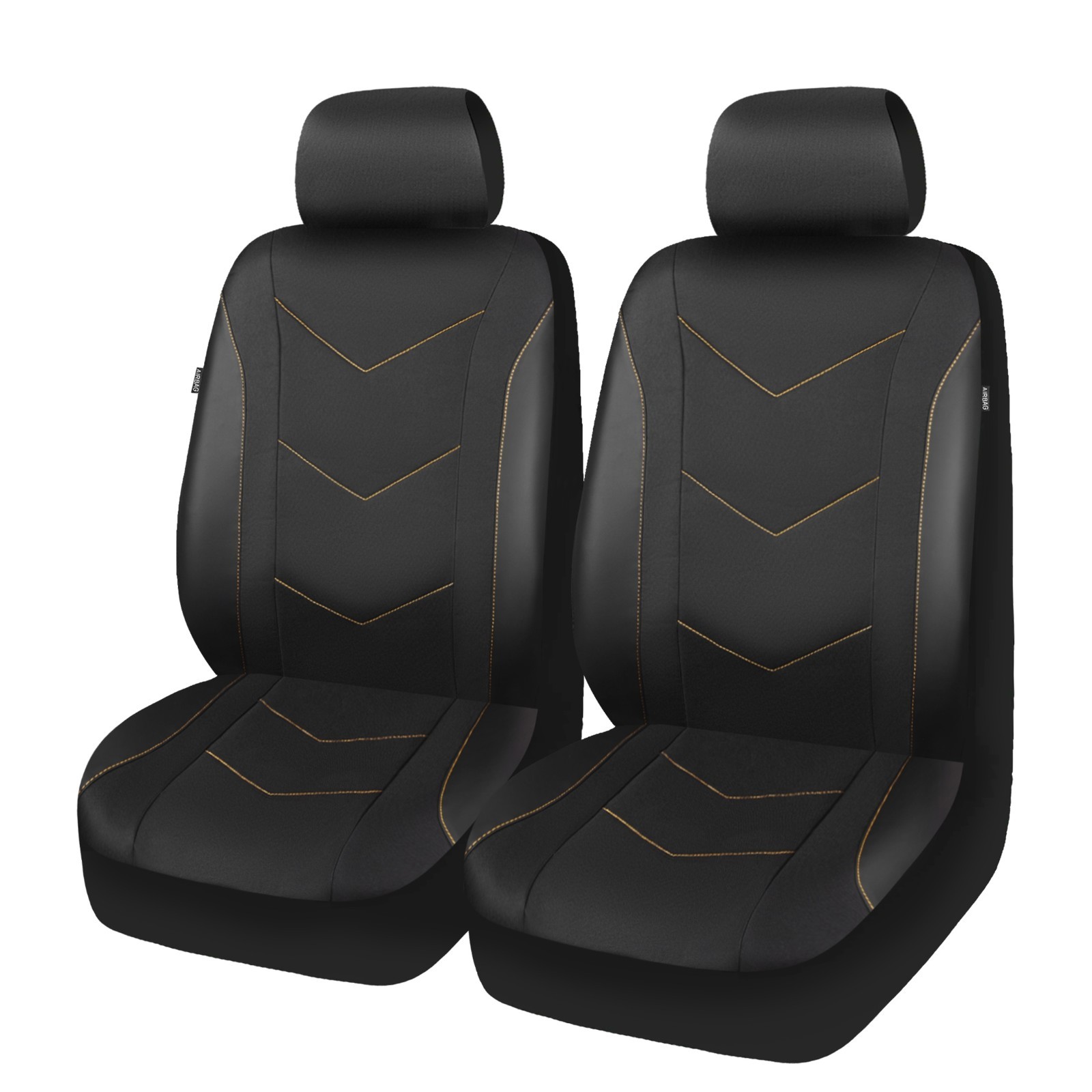 Black Durable Leatherette & Durable Water Resistant Front Car Seat Covers,2 pack