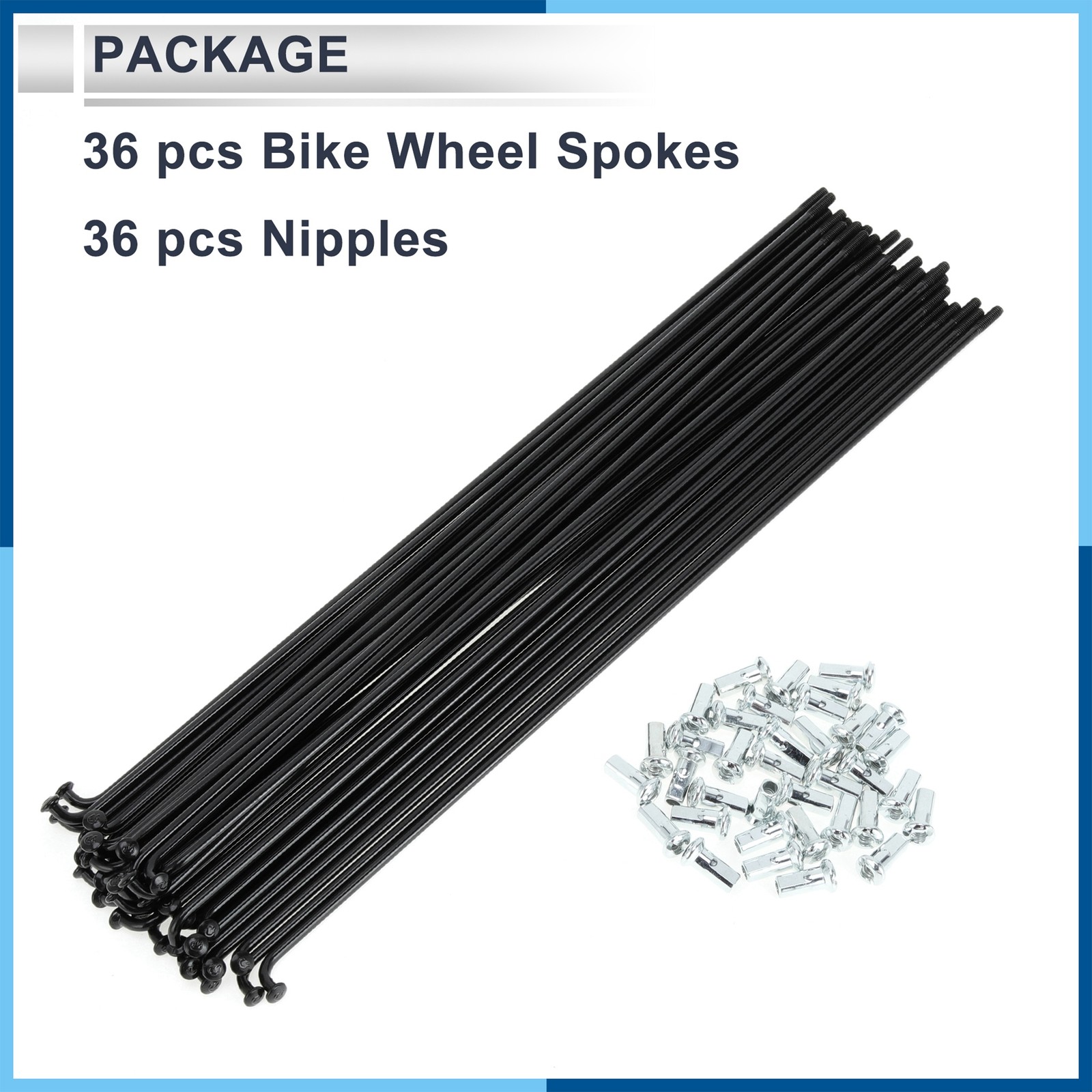 1 Set 12G 245mm Length Bicycle Spokes Nipple Carbon Steel Black Universal New