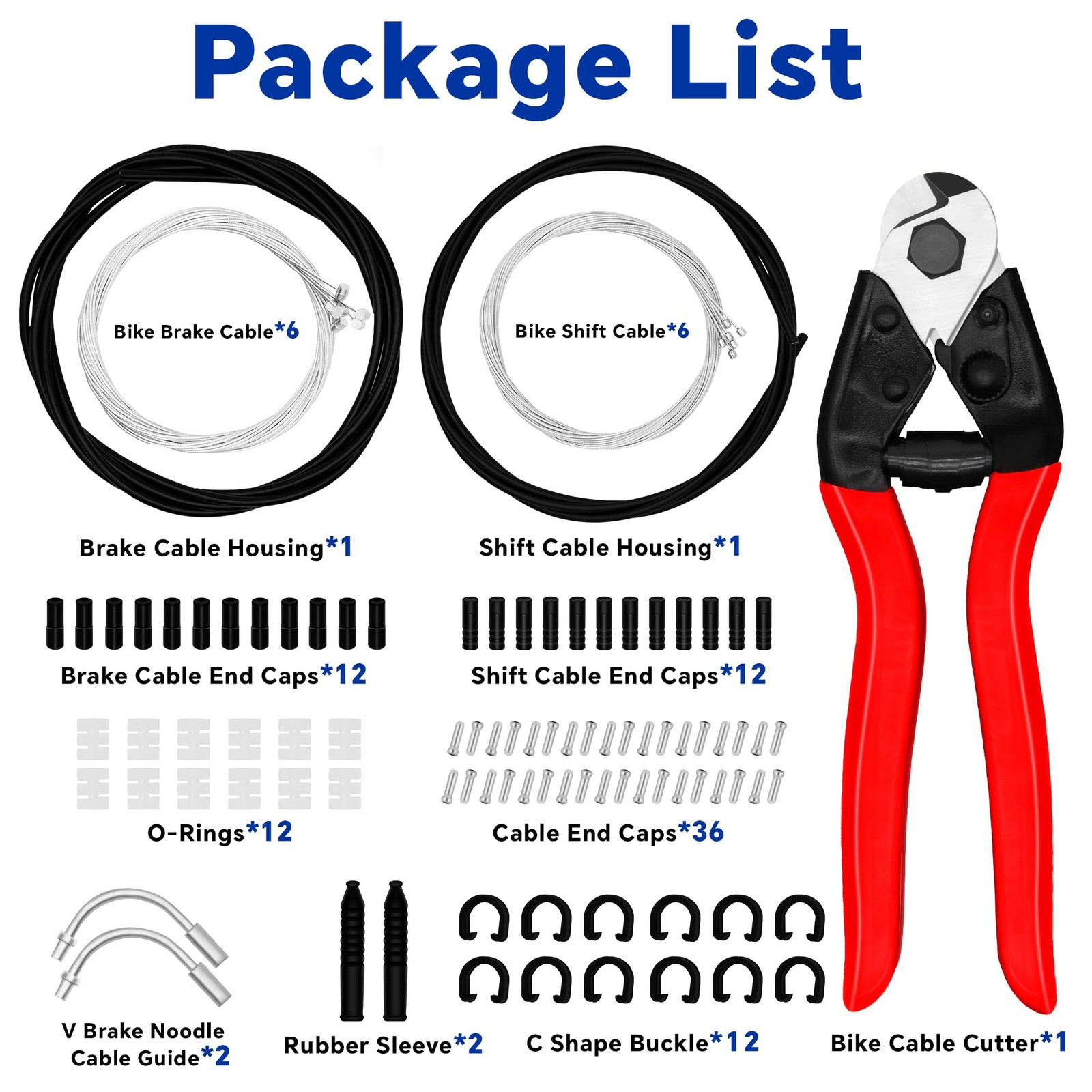 103pcs Universal Bike Brake Shift Cable Housing Stainless Steel Cutter End Caps