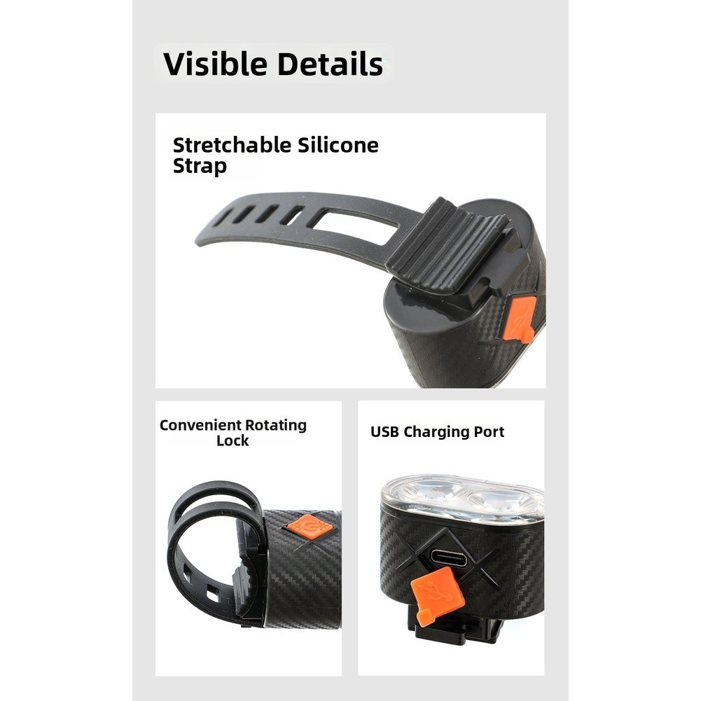 USB Rechargeable LED Bike Light Set with 200m Visibility For FOR Night Riding