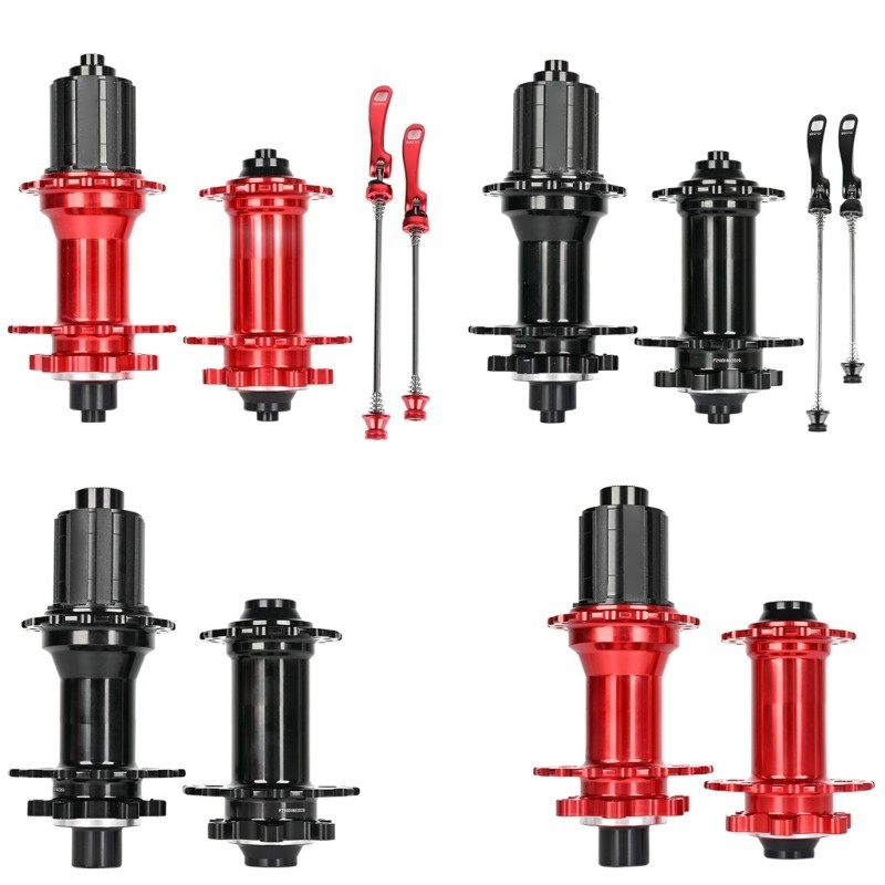 Metal Disc Hub, 32 Holes, 4 Sealed Bearings, Quick Release,Black Red