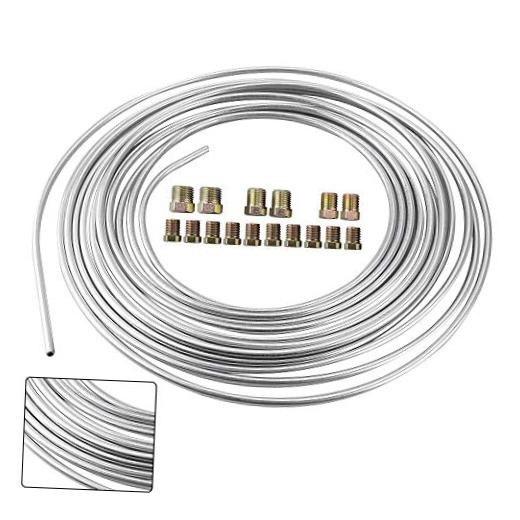 3/16″ Brake Line Kit Steel Tube Roll with Fittings 25 Feet Zinc-coating