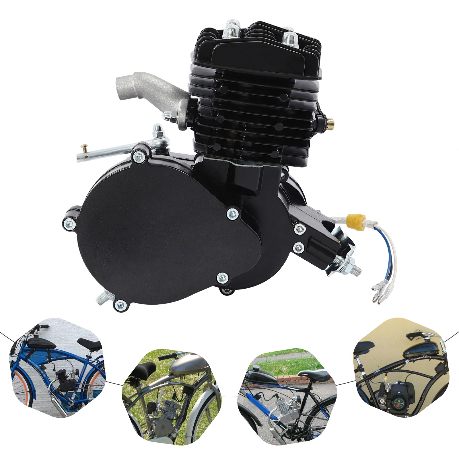2 Stroke 80cc Petrol Engine Motor Kit Gas Motorized Bicycle Bike Double-cylinder