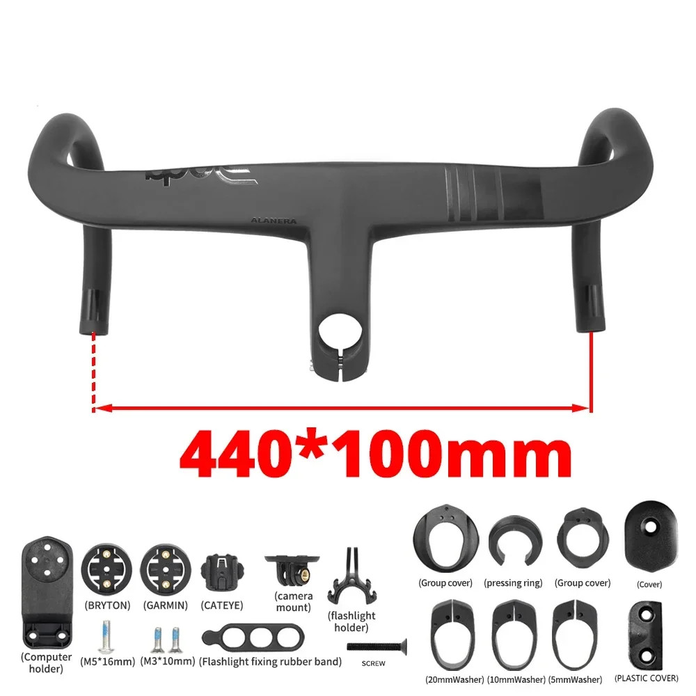 Road Bike Carbon Integrated Internal Cable Routing Handlebar with Computer Mount