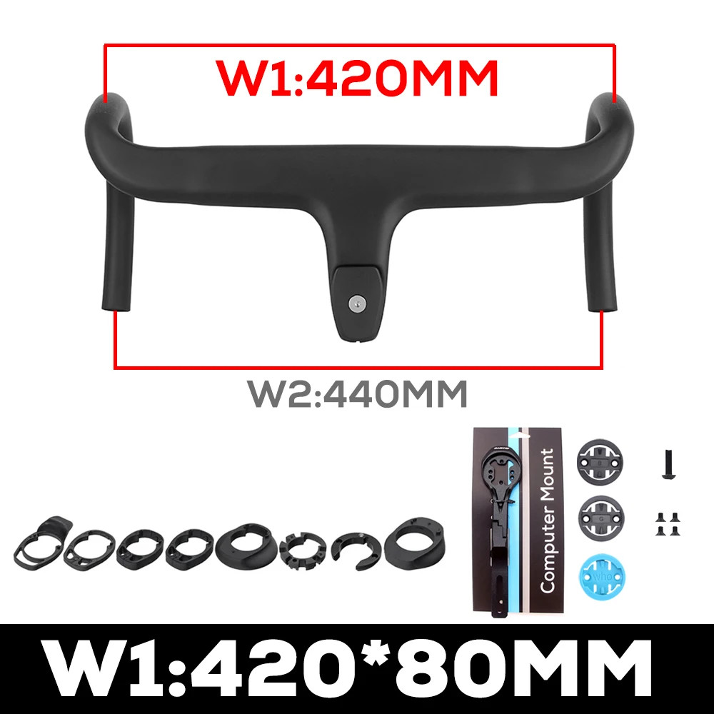 Road Bike Carbon Internal Cable Integrated Bicycle Handlebar Cockpit 360mm-380mm