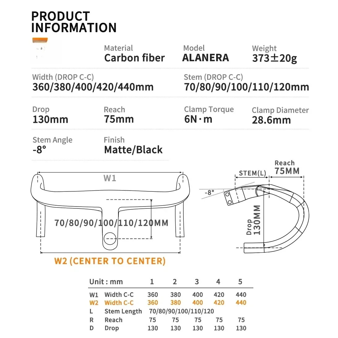 Carbon Road Bike Integrated Drop Bar with Computer Mount Internal Cable Routing