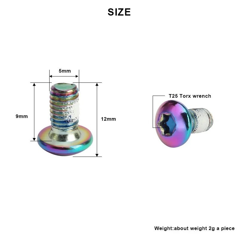 12pcs Bicycle Disc Brake Rotor Bolts T25 M5x9mm Stainless Steel Mtb Road Bike Sc