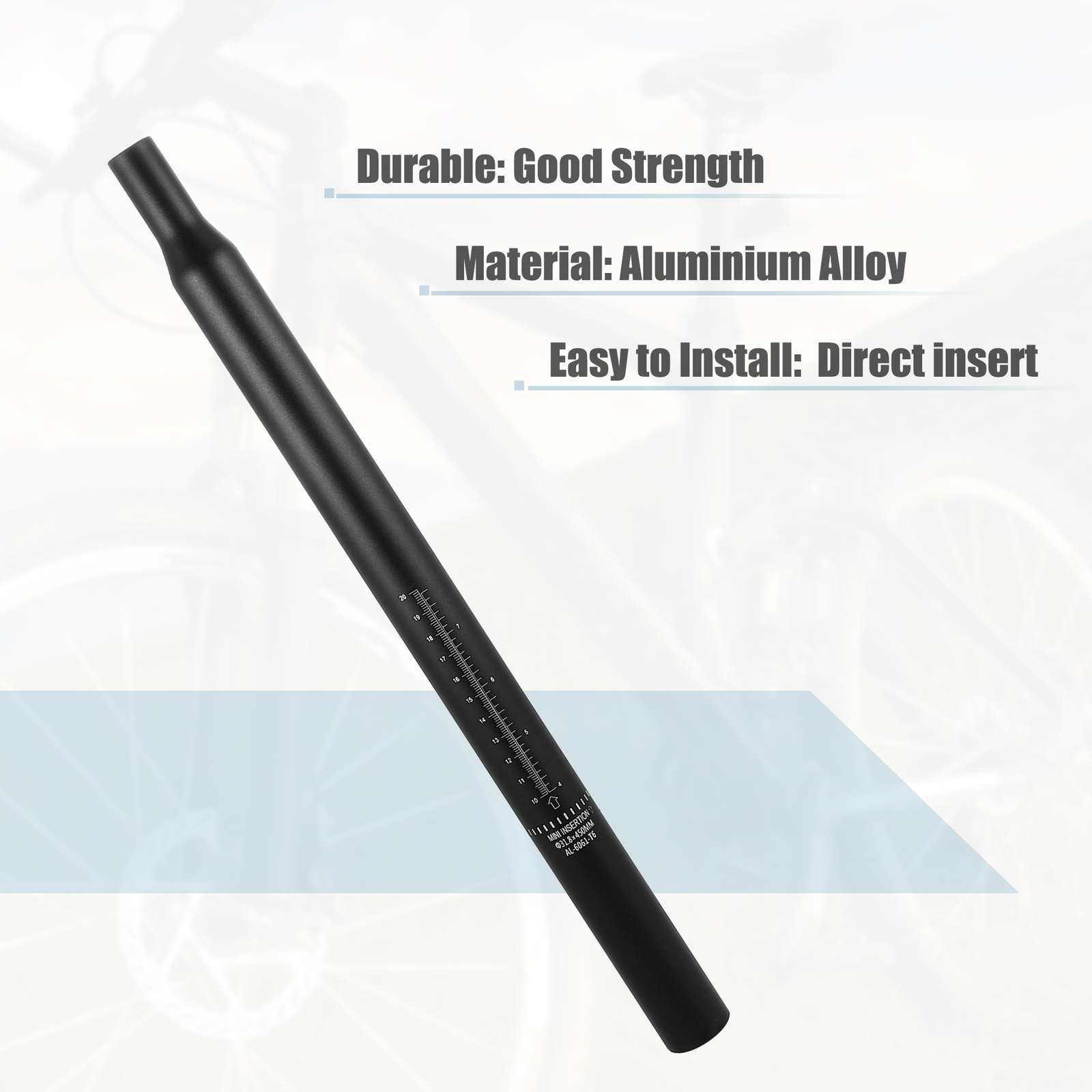 31.8x450mm Bicycle Seat Post Aluminum Alloy Tube Universal for MTB Mountain Bike